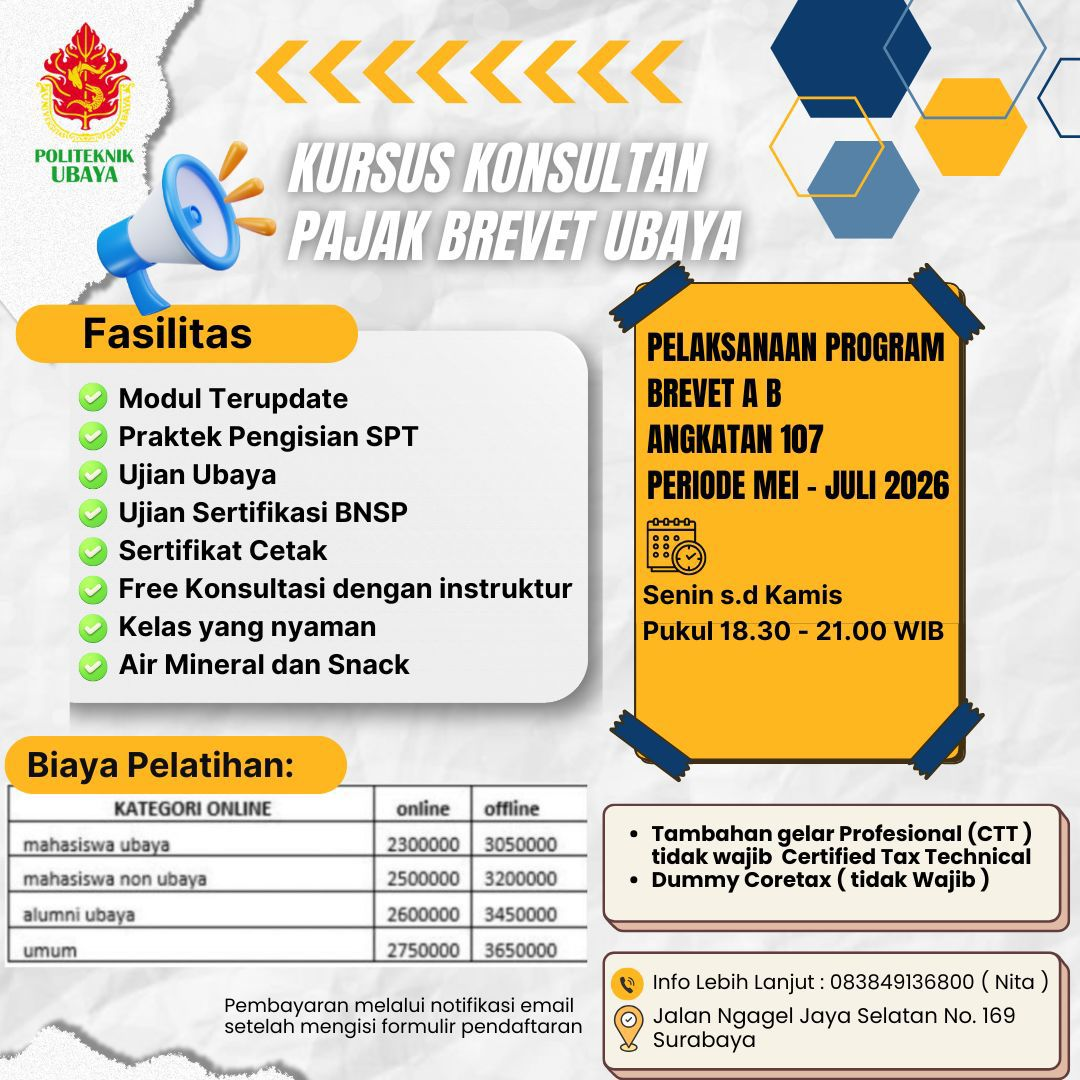 Kursus Konsultan Pajak Brevet UBAYA